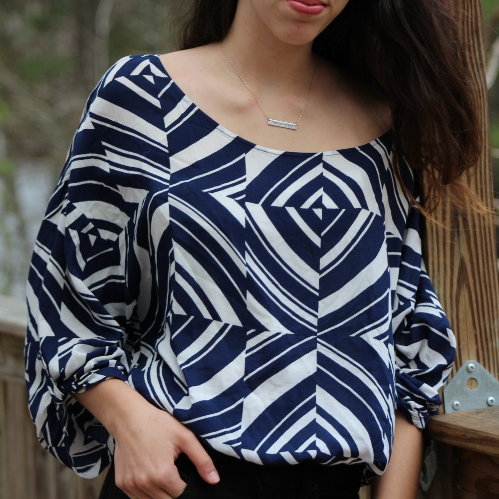 Old Navy Blue & White Blouse
